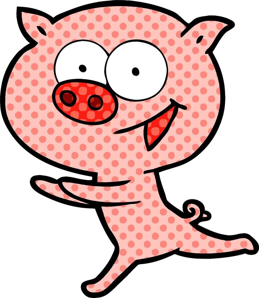 fröhlicher Schweine-Cartoon vektor