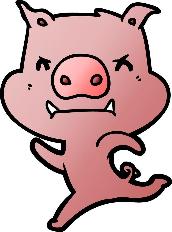 Wütendes Cartoon-Schwein lädt auf vektor