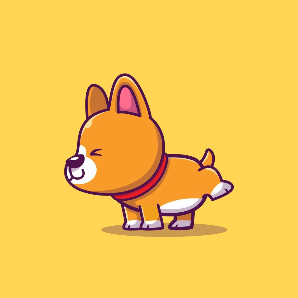 niedlicher corgi, der cartoon-vektorsymbolillustration pinkelt. Tier-Icon-Konzept isolierter Premium-Vektor. flacher Cartoon-Stil vektor