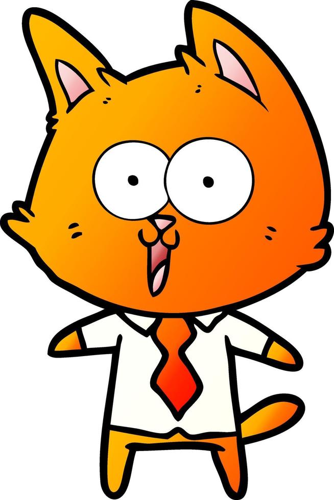 rolig tecknad serie katt bär skjorta och slips vektor
