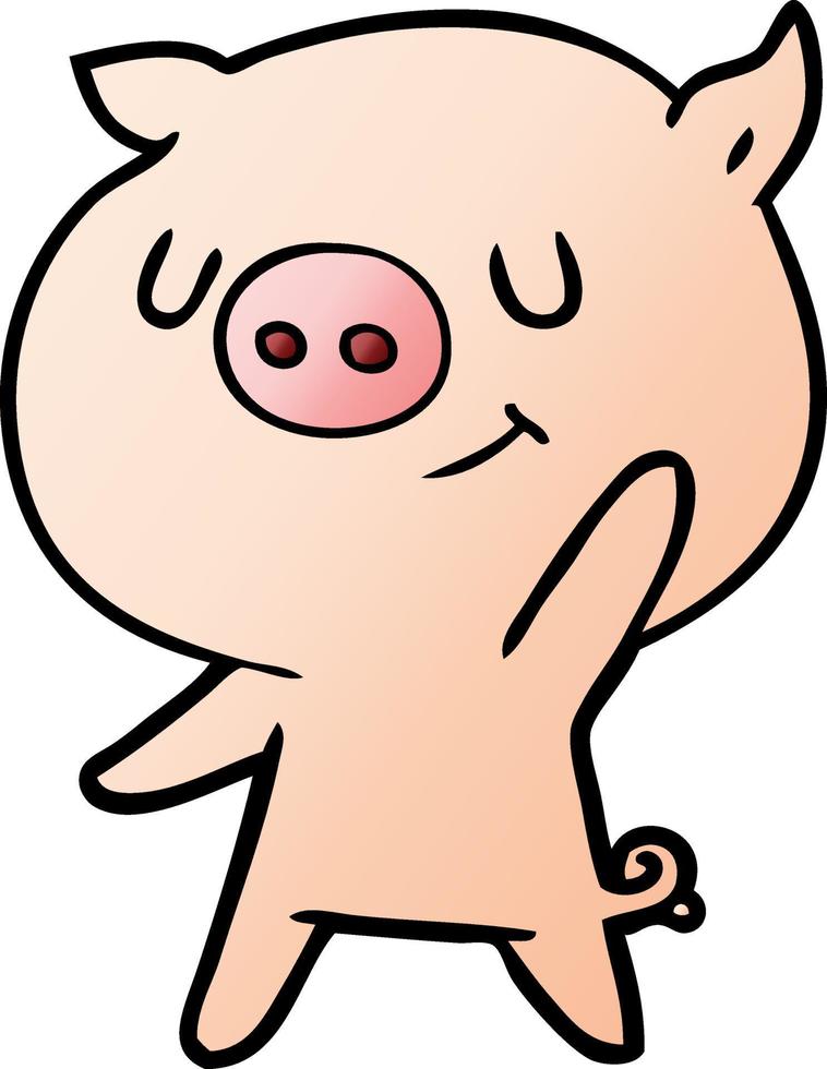 Lycklig tecknad serie gris vinka vektor