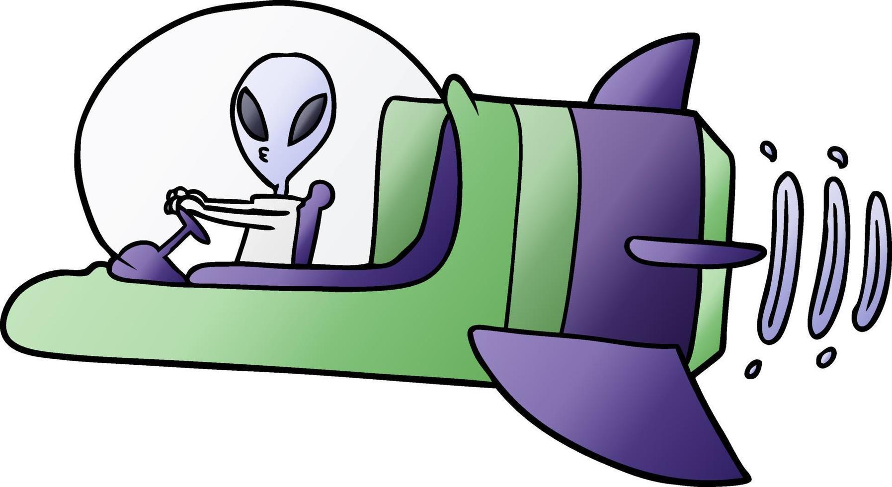 tecknad serie utomjording rymdskepp vektor