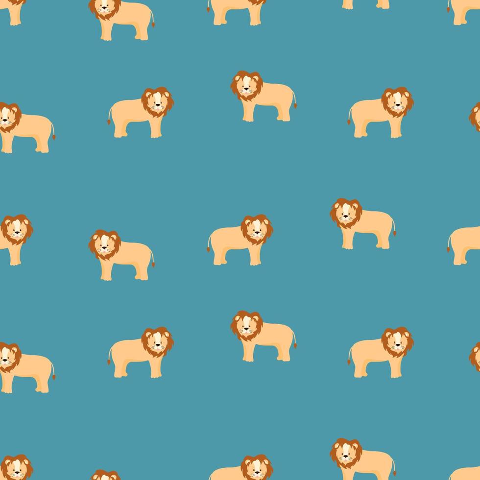 nahtlose Muster Löwe niedlichen Cartoon, Vektor-Illustration eines afrikanischen Tieres. Hintergrund zum Drucken von Texturen, Kleidung oder Verpackungen für Kinder vektor