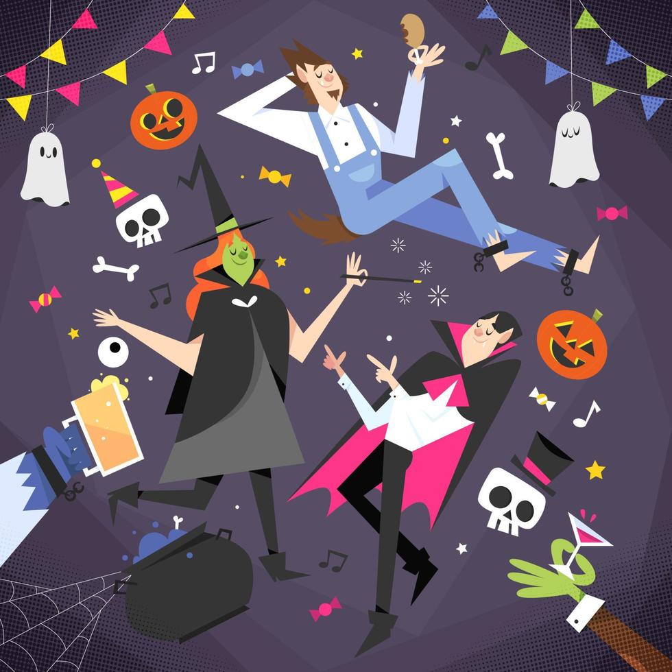 Veranstalten Sie eine Halloween-Party mit Ihren Freunden vektor