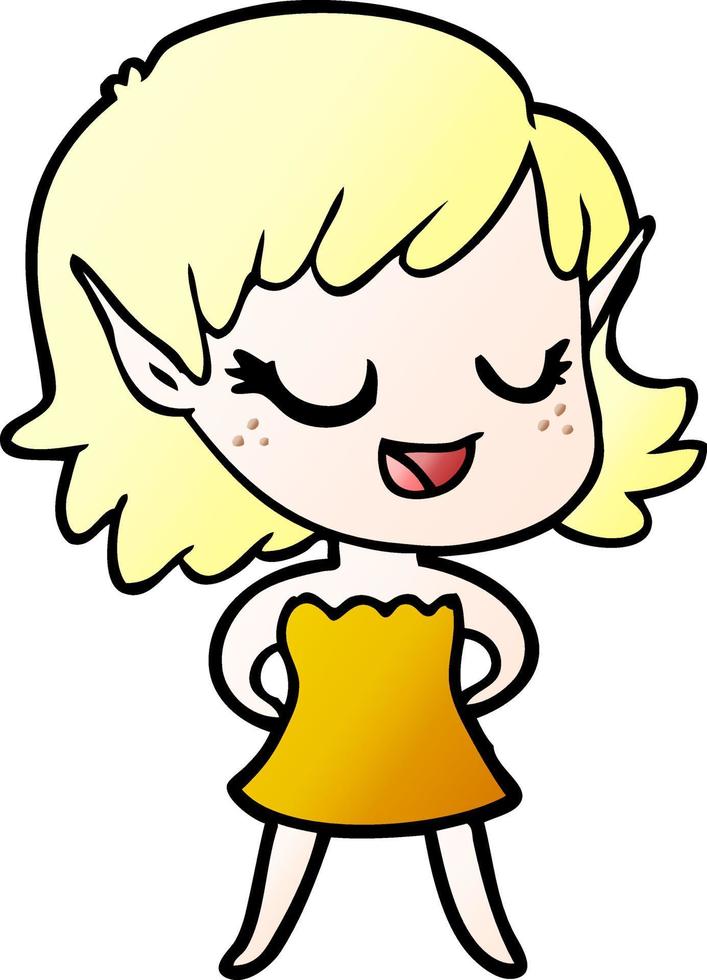 glückliches Cartoon-Elf-Mädchen vektor