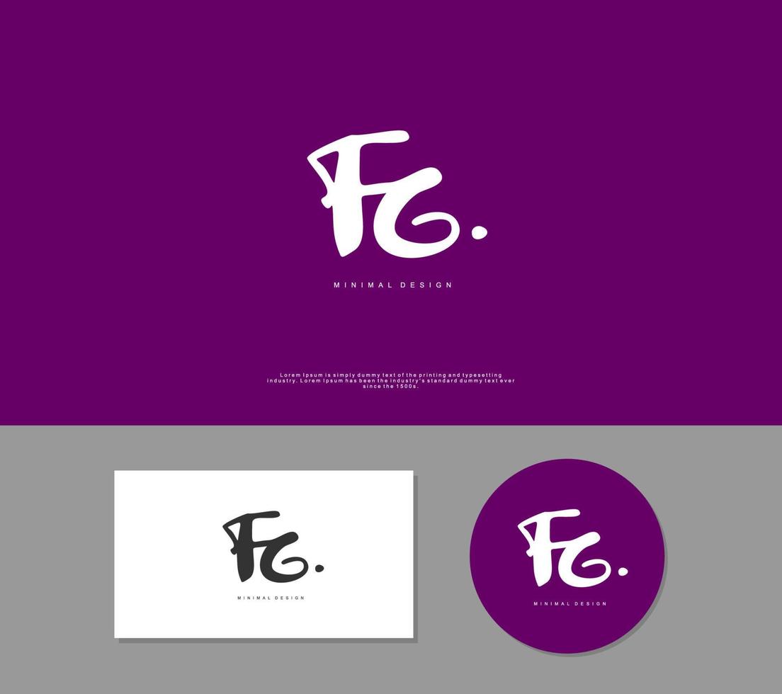 fg första handstil eller handskriven logotyp för identitet. logotyp med signatur och hand dragen stil. vektor