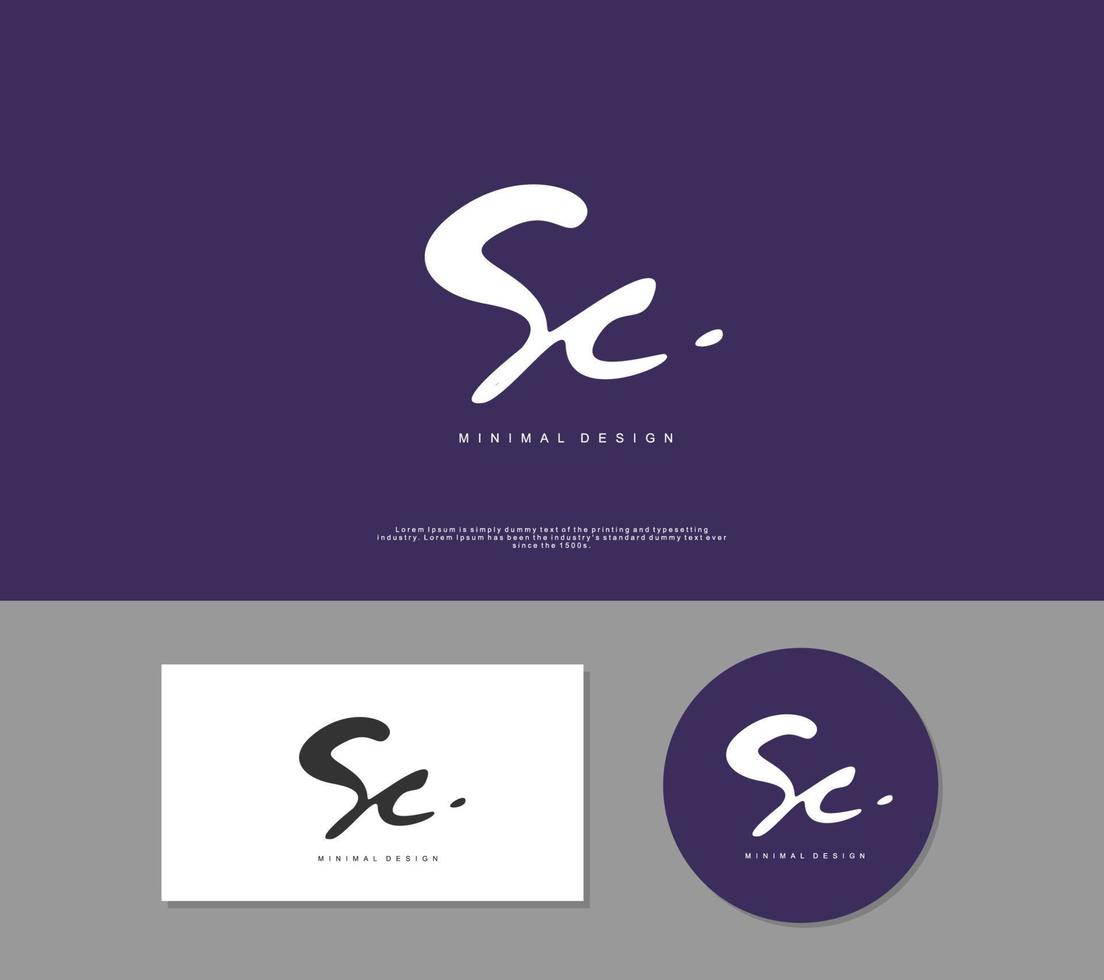 sc första handstil eller handskriven logotyp för identitet. logotyp med signatur och hand dragen stil. vektor