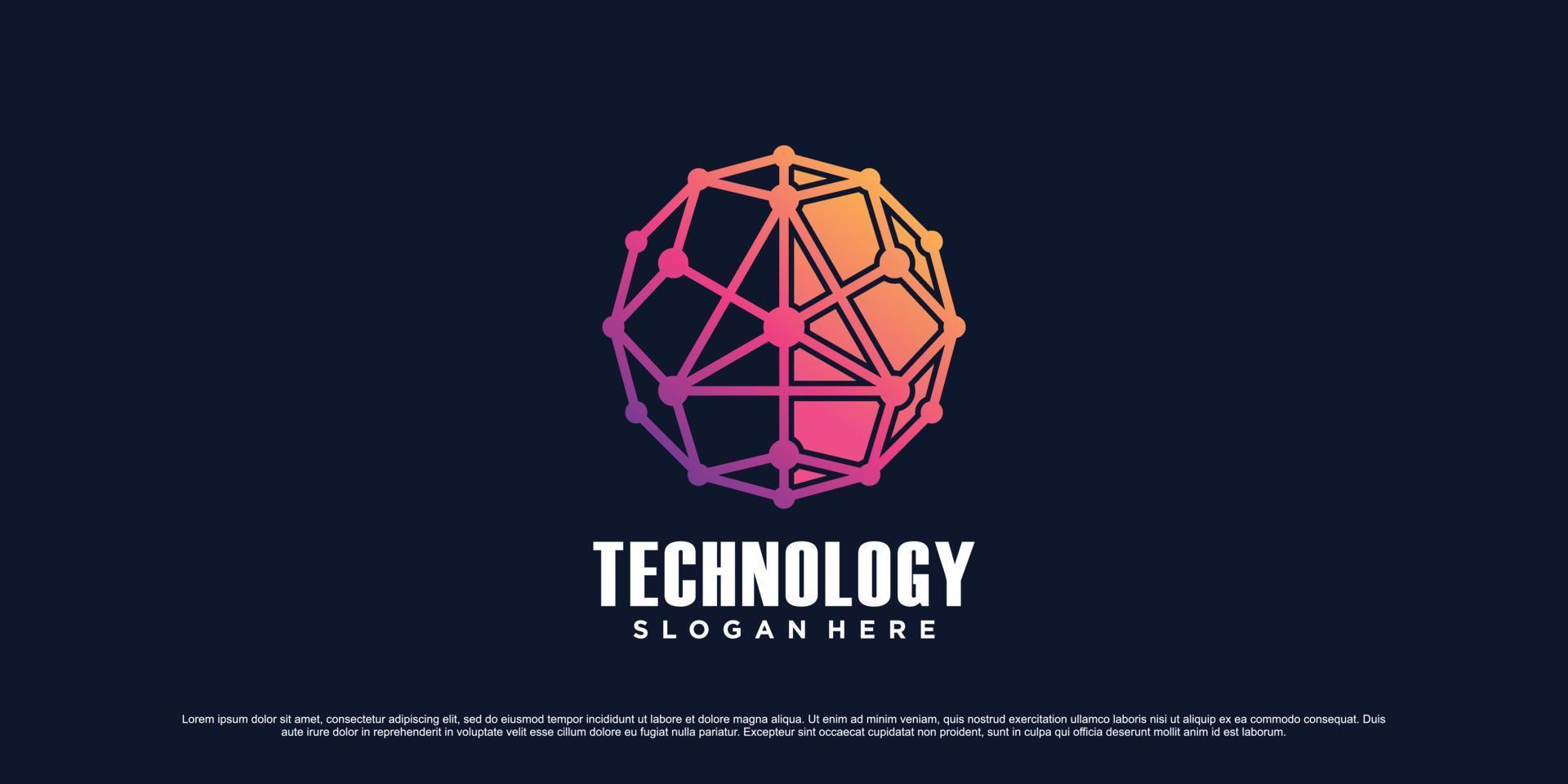 Designvorlage für digitales Netzwerklogo für Technologie mit Dreieckssymbol und kreativem, einzigartigem Konzept vektor