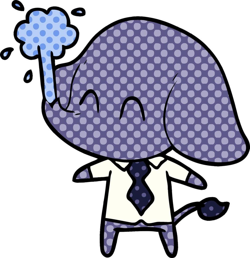 söt tecknad serie elefant sprutande vatten vektor
