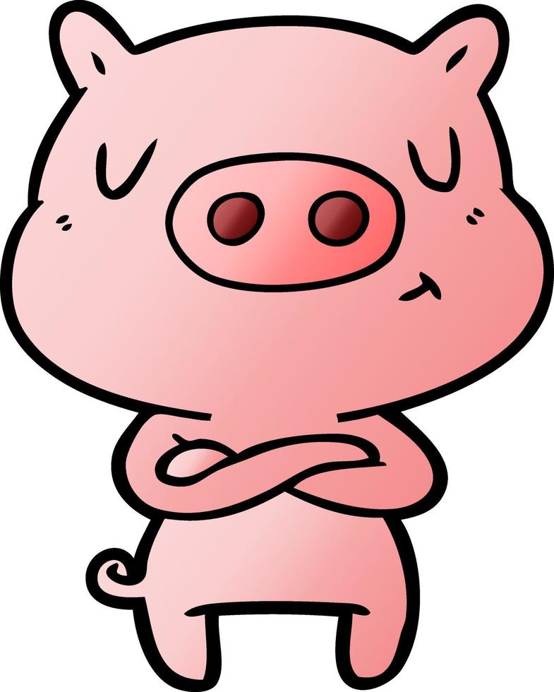 tecknad serie innehåll gris vektor