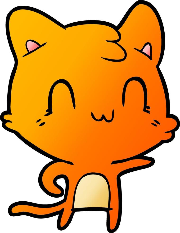 tecknad serie Lycklig katt pekande vektor