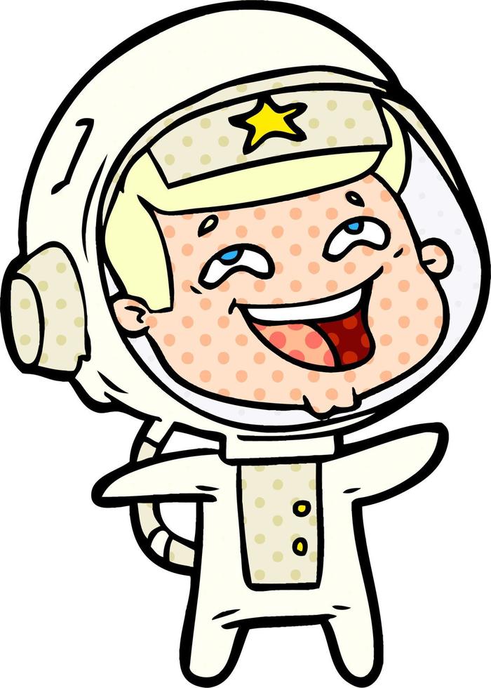 tecknad serie skrattande astronaut vektor