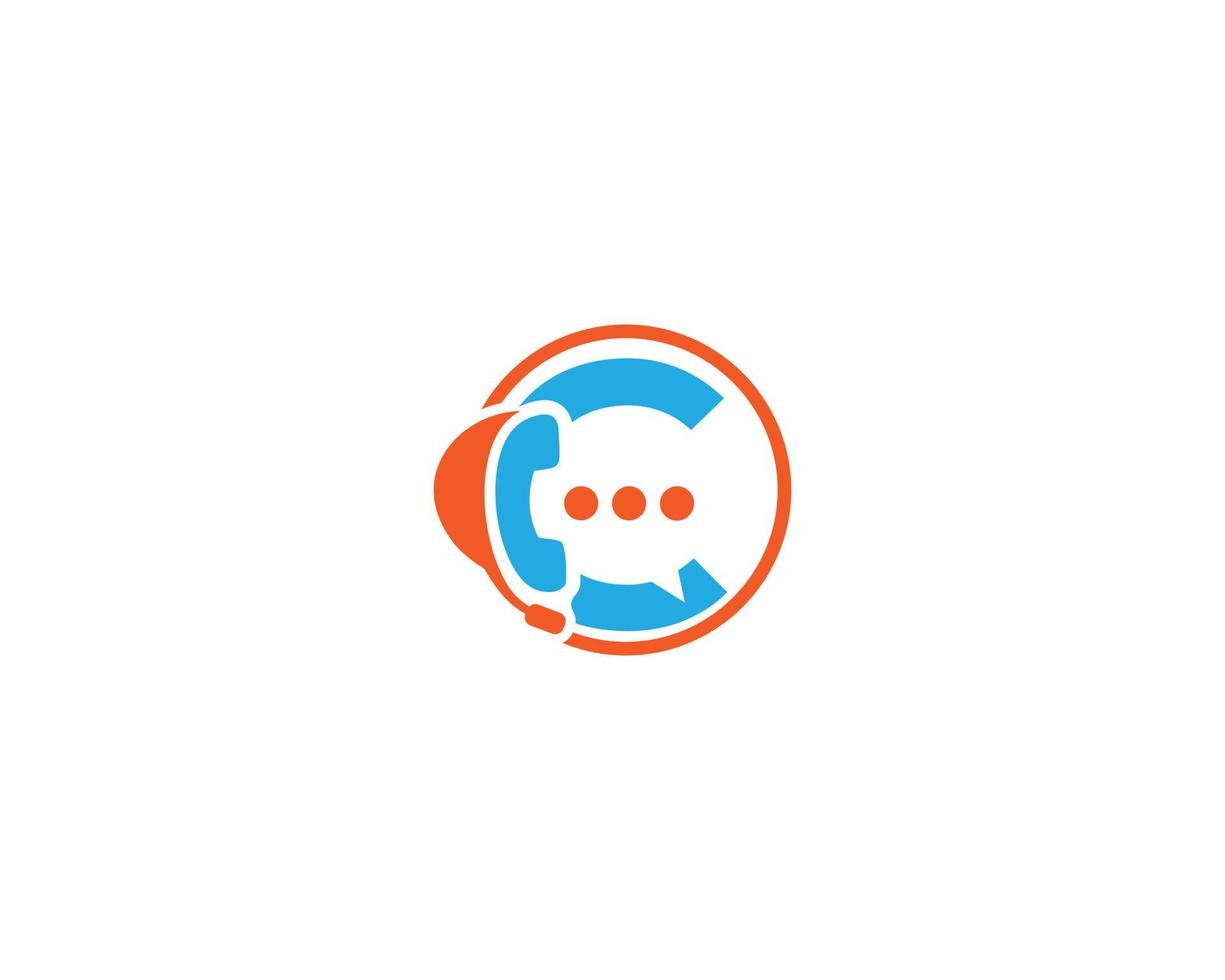 c-Brief-Kommunikationskontakt-Logo-Design mit Vektorvorlage für Anruf-, Kopfhörer- und Chat-Symbole. vektor