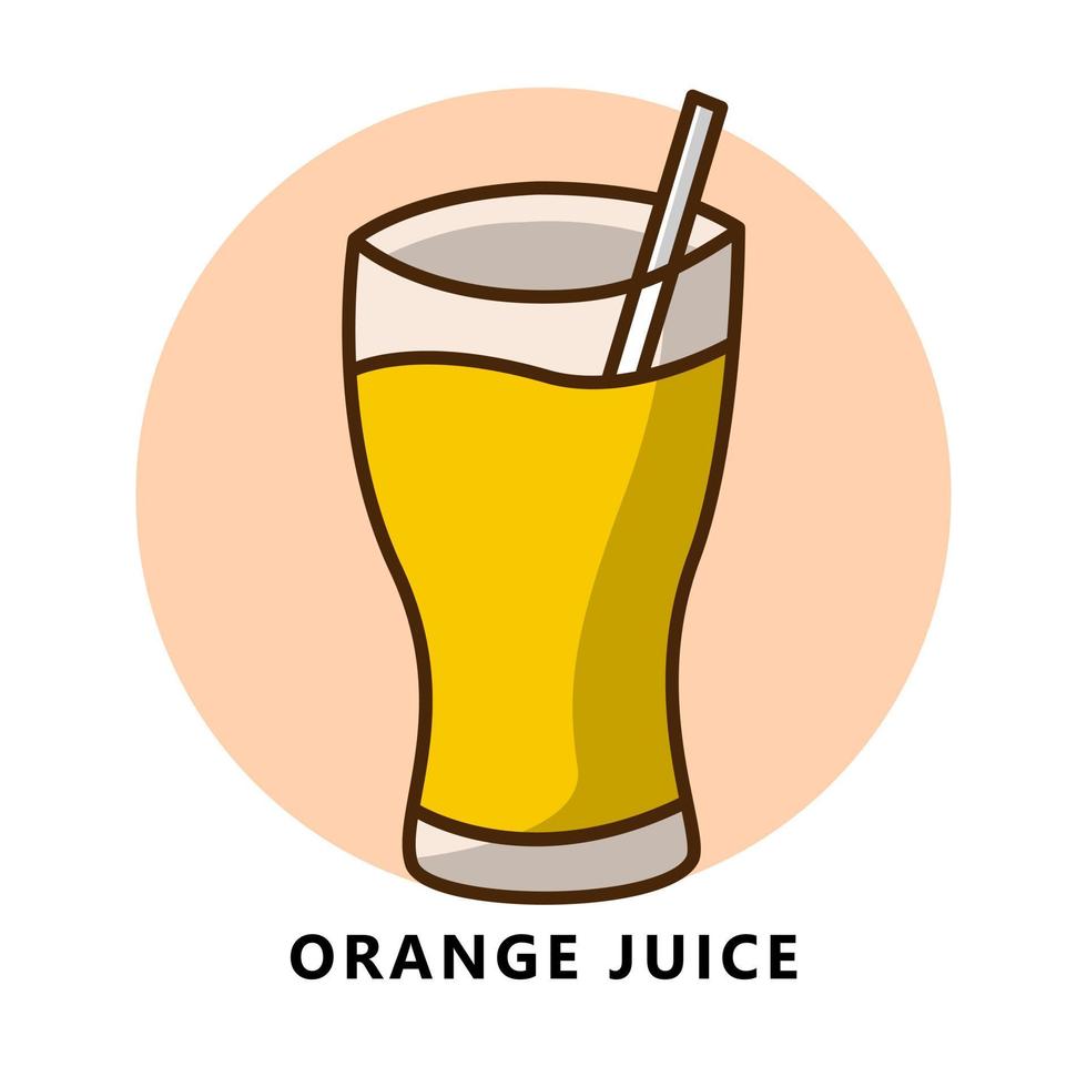 orangensaft-illustrationskarikatur. Essen und Trinken-Logo. Trinkbecher und Strohhalm-Symbol vektor
