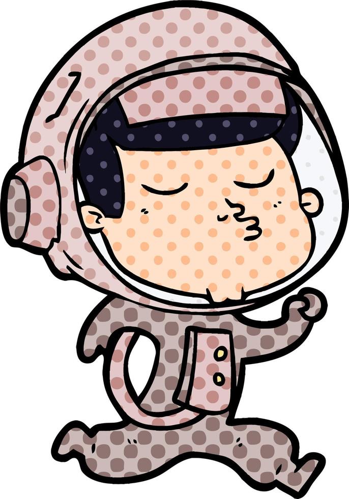 Cartoon selbstbewusster Astronaut läuft vektor