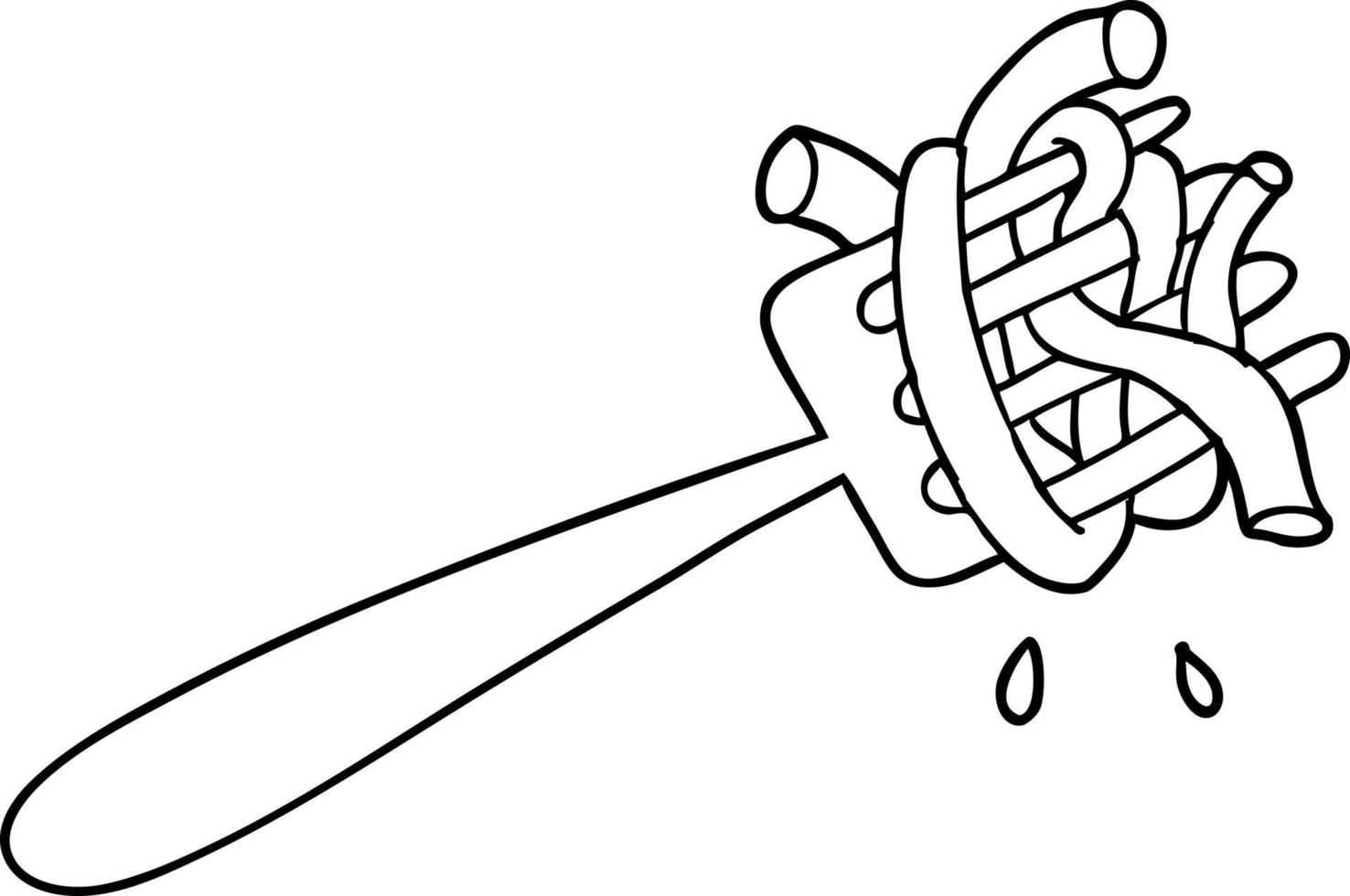 tecknad serie spaghetti på gaffel vektor