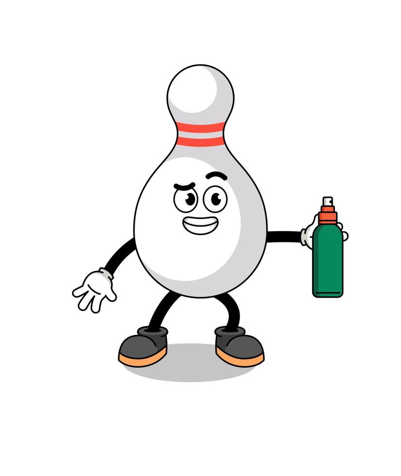 bowling pin illustration cartoon mit mückenschutzmittel vektor