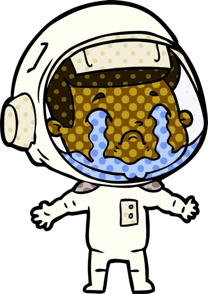 Cartoon weinender Astronaut vektor