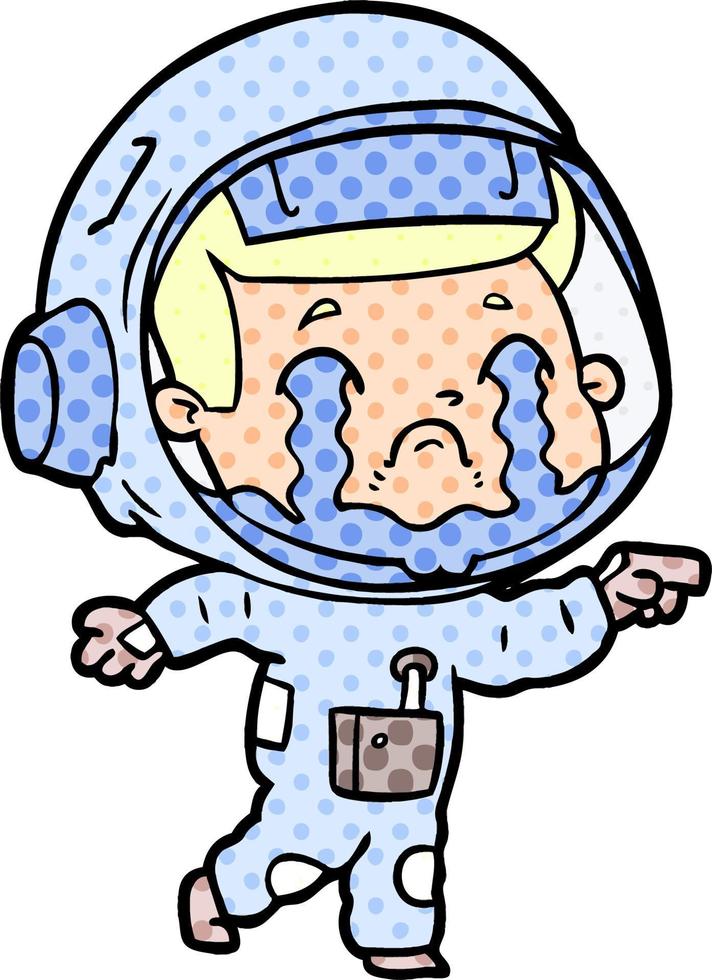 tecknad serie gråt astronaut vektor