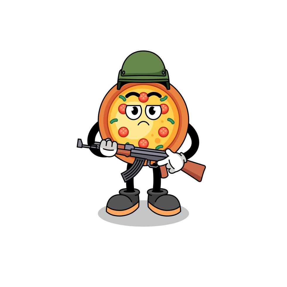 tecknad serie av pizza soldat vektor