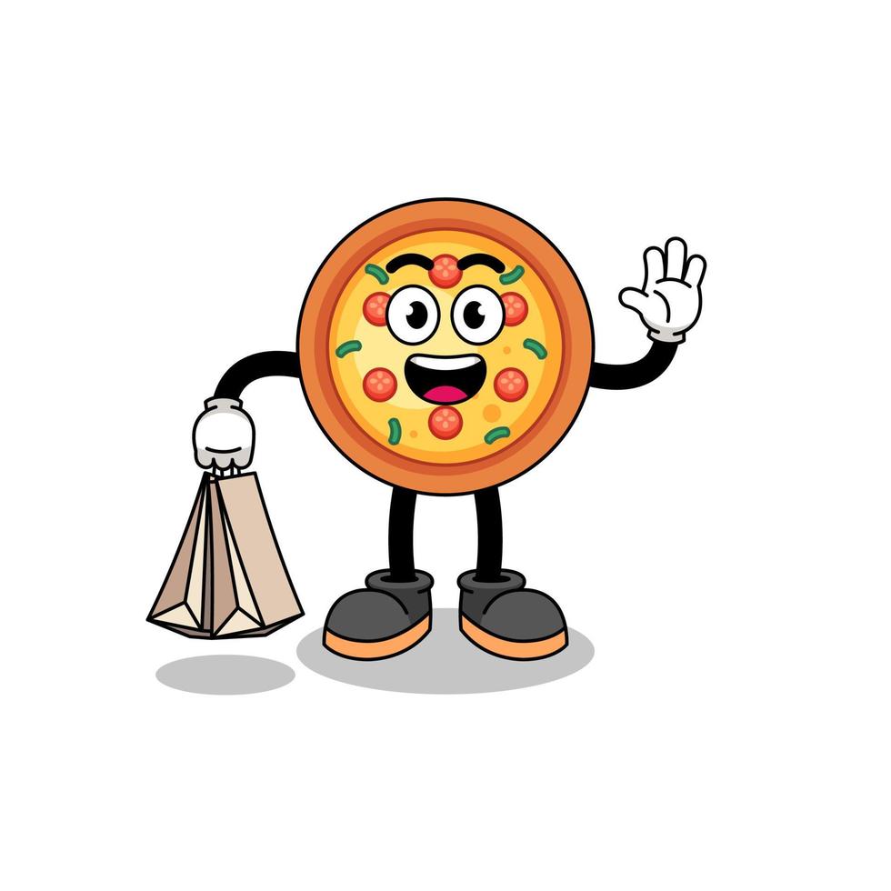 Karikatur des Pizzaeinkaufs vektor