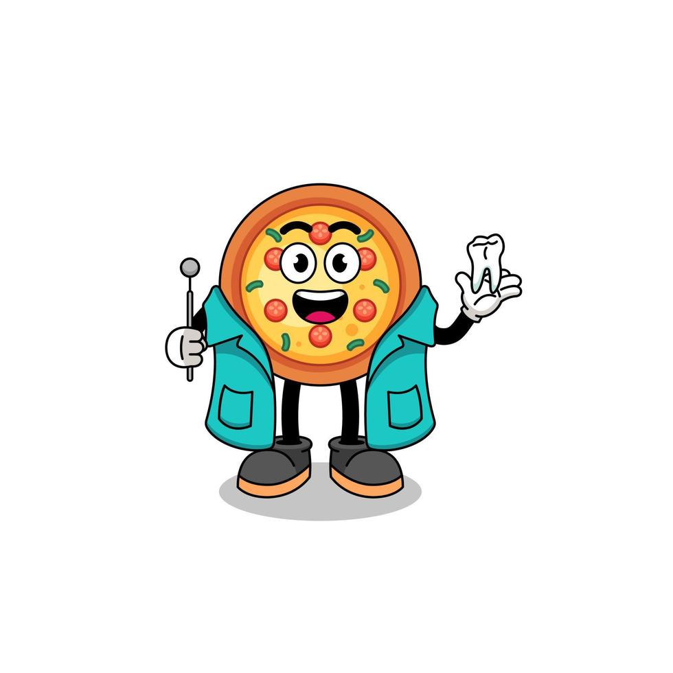 illustration av pizza maskot som en tandläkare vektor