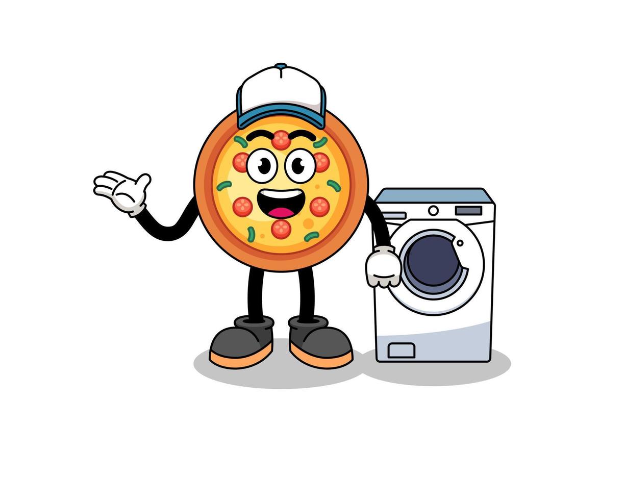 pizza illustration som en tvätt man vektor