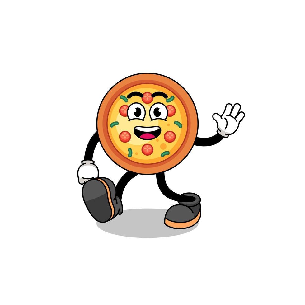 Pizza-Cartoon zu Fuß vektor