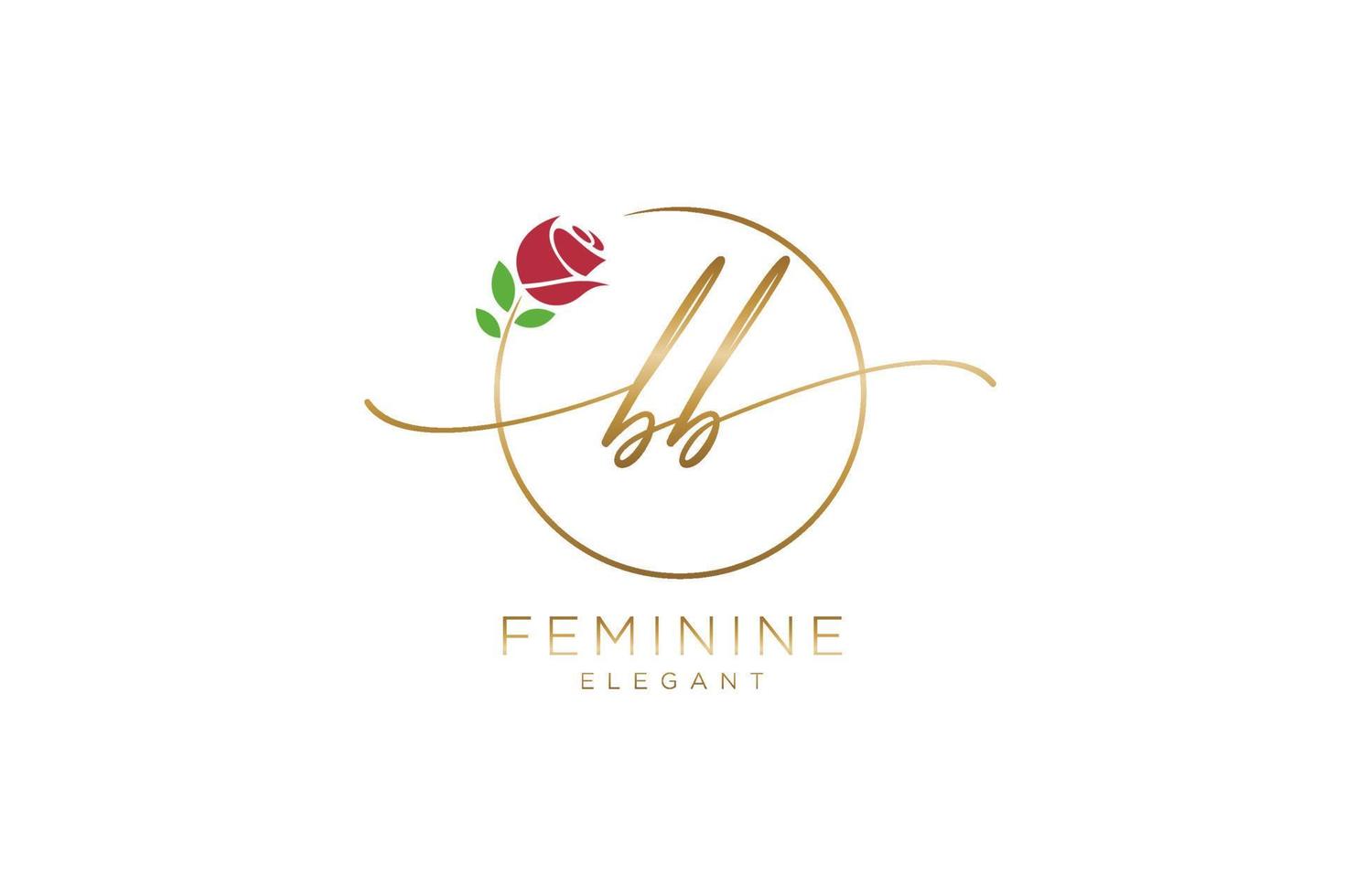 första bb feminin logotyp skönhet monogram och elegant logotyp design, handstil logotyp av första signatur, bröllop, mode, blommig och botanisk med kreativ mall. vektor