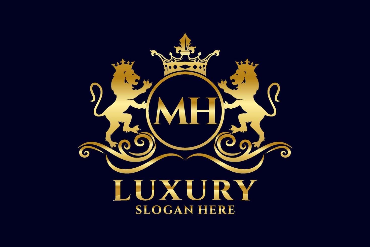 Anfangsbuchstabe mh lion royal Luxus-Logo-Vorlage in Vektorgrafiken für luxuriöse Branding-Projekte und andere Vektorillustrationen. vektor