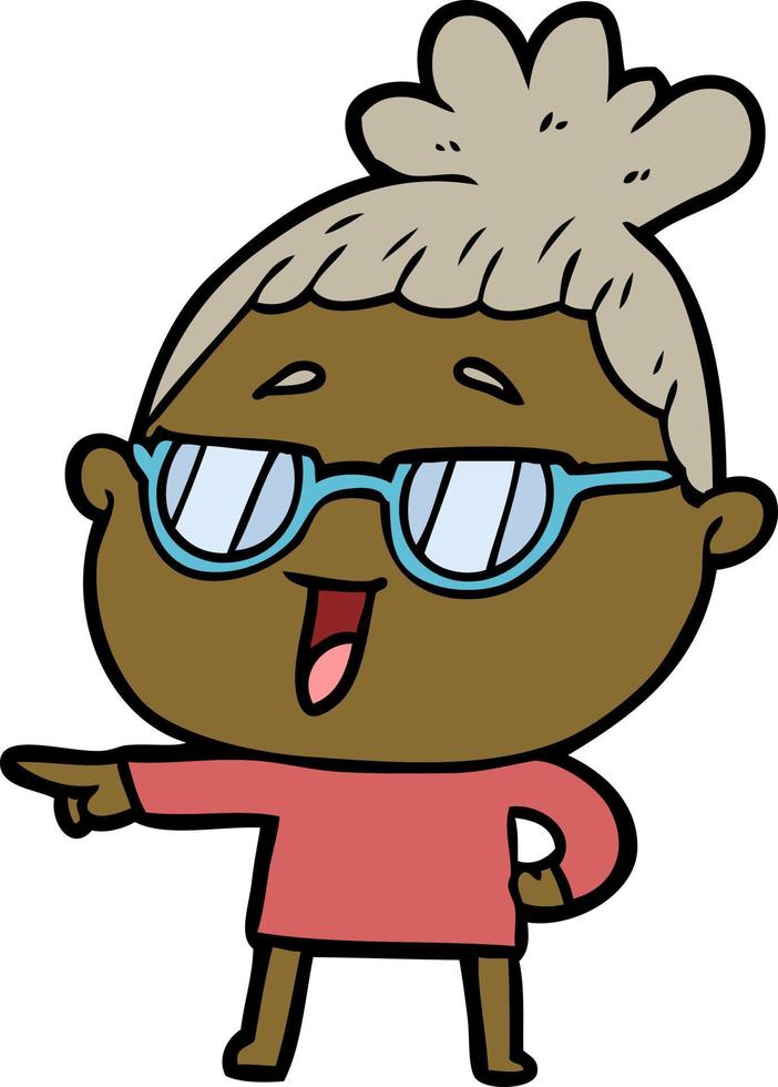 Cartoon glückliche Frau mit Brille vektor