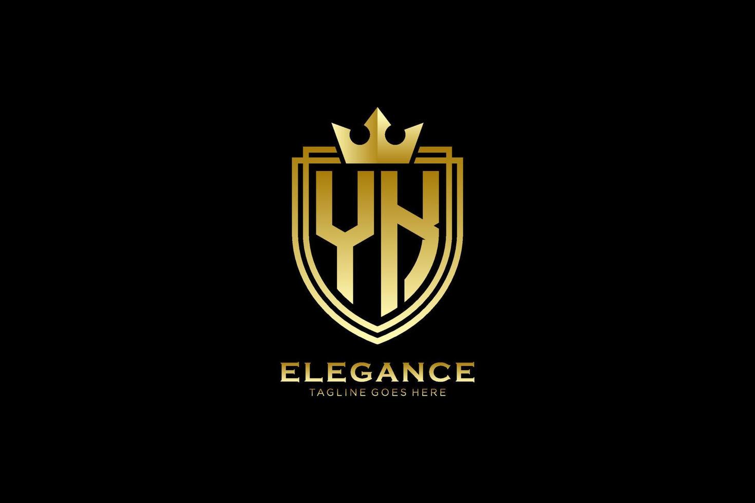 första yk elegant lyx monogram logotyp eller bricka mall med rullar och kunglig krona - perfekt för lyxig branding projekt vektor