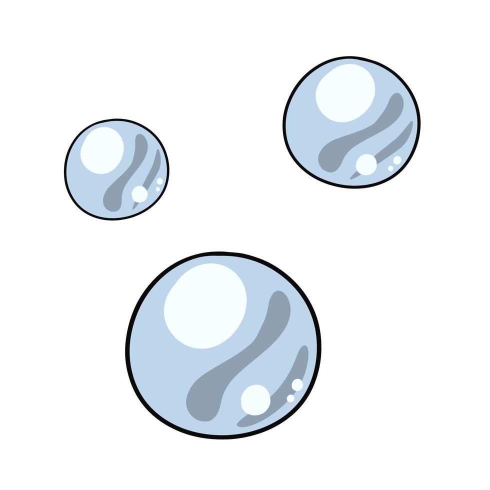 uppsättning av runda vatten droppar, stänk, vektor illustration i tecknad serie stil på en vit bakgrund