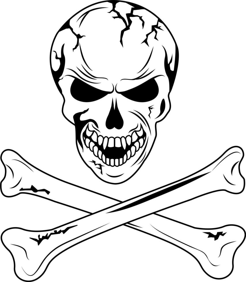 Schädel mit gekreuzten Knochen. Piratensymbol. Halloween. plakat, banner. für Ihre Gestaltung. vektor