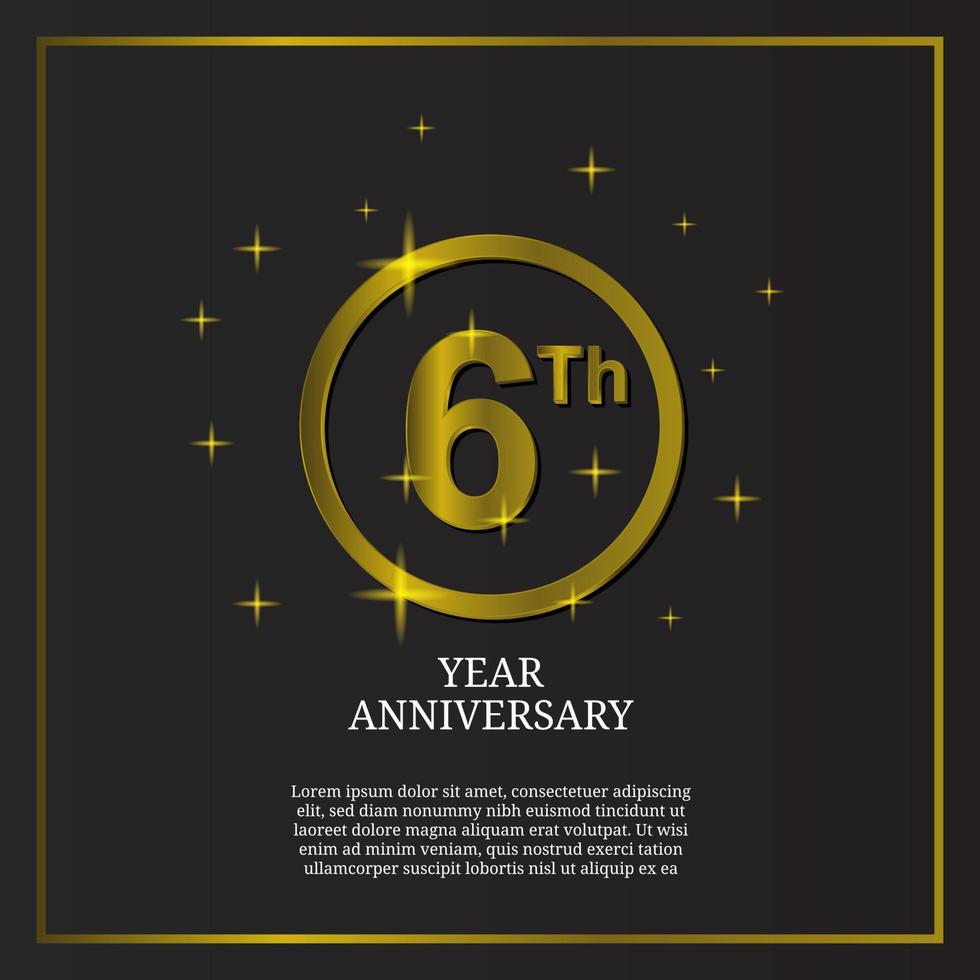 Symboltyp-Logo zum 6-jährigen Jubiläum in luxuriöser Goldfarbe vektor