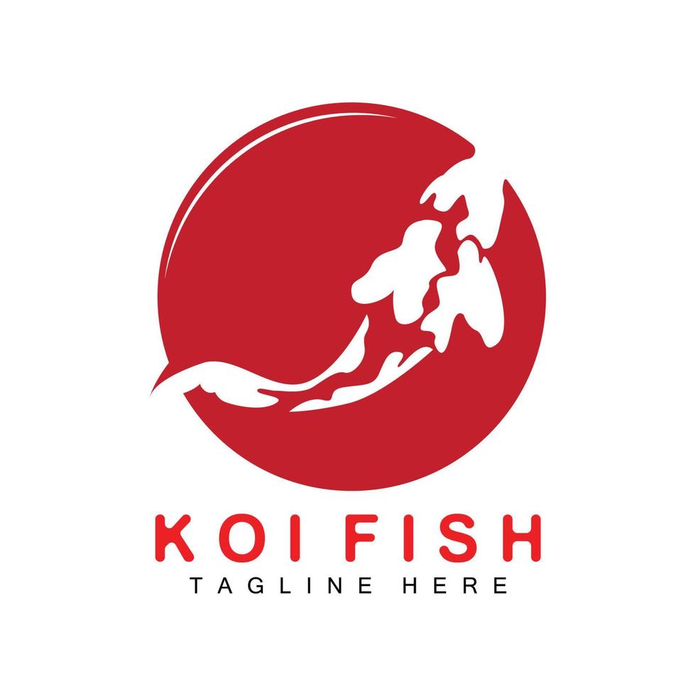 Koi-Fisch-Logo-Design, chinesischer Glücks- und Triumph-Zierfischvektor, Firmenmarke Goldfisch-Symbol vektor