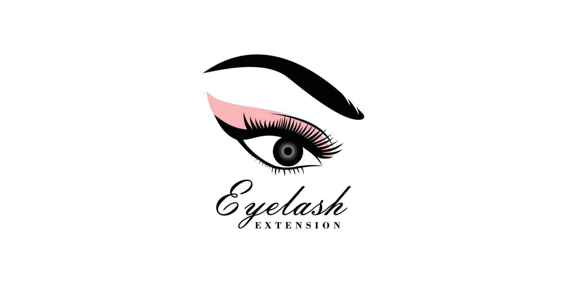 Wimpern-Logo-Design für Wimpern-Schönheitssalon mit einzigartigem Konzept-Premium-Vektor vektor