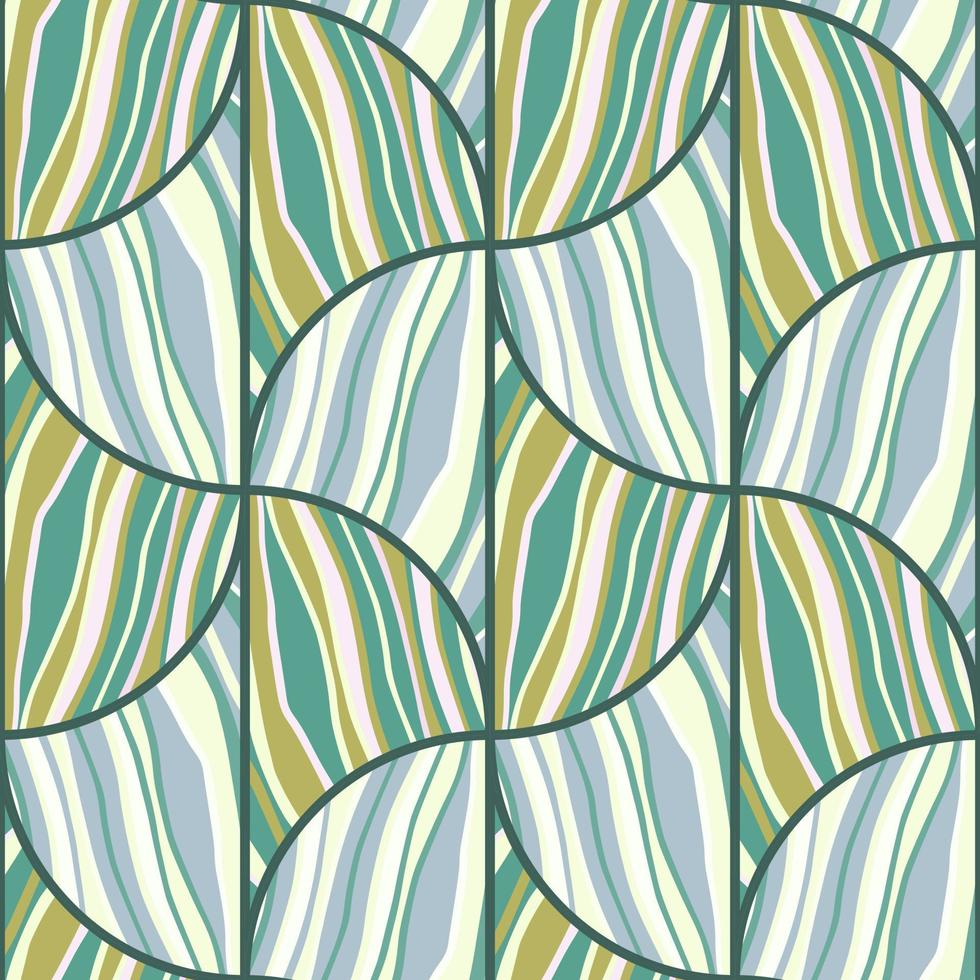 abstrakte Welle in Tapeten im Patchwork-Stil. Mosaik geometrisches nahtloses Muster. dekorative abstrakte linienverzierung. vektor