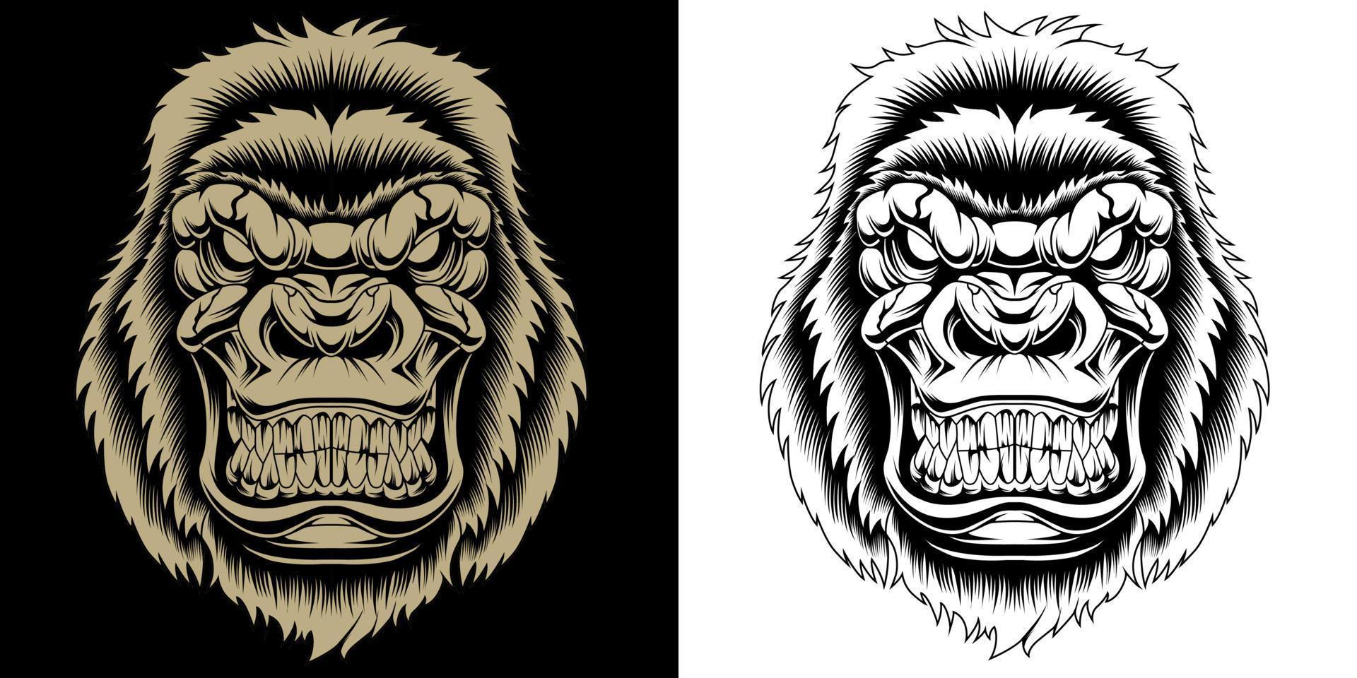 Wütende Gorilla-Kopf-Vektor-Illustration vektor