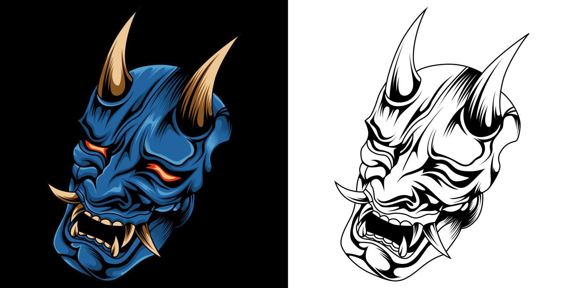 Oni-Maske, Seitenansicht, Vektorgrafik vektor