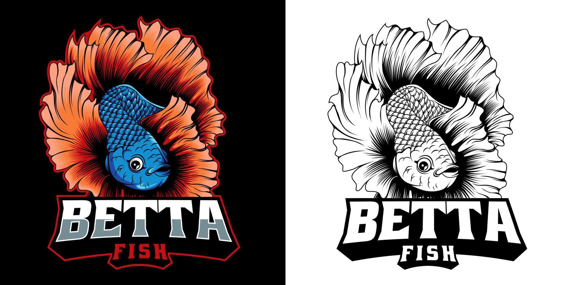 Betta-Fisch-Maskottchen-Logo-Vektor-Design vektor