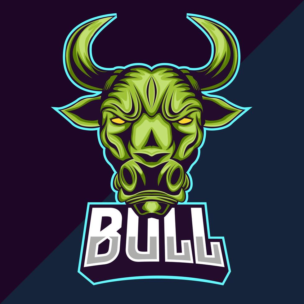 bull head esport logotyp maskot design vektor