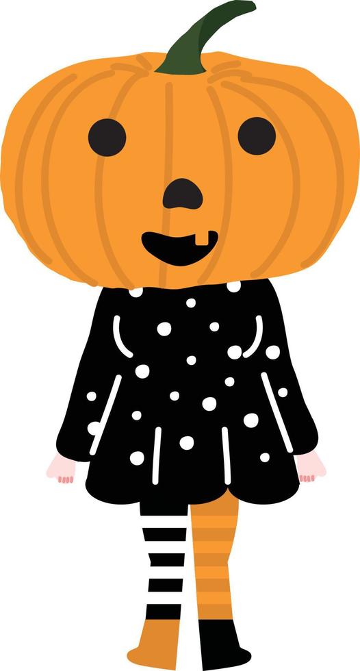 halloween Semester tecknad serie karaktär. söt barn i kostymer av häxa, mamma, pirat, skelett och svart katt. spöken och spöke pumpor. vektor hand teckning