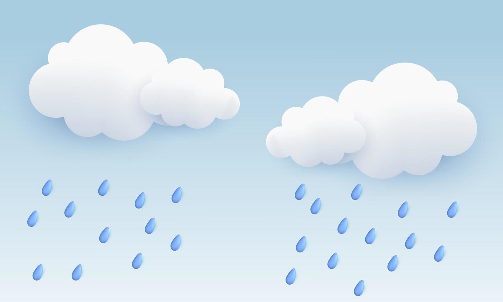 unik realistisk framställa moln tung regn 3d design isolerat på vektor
