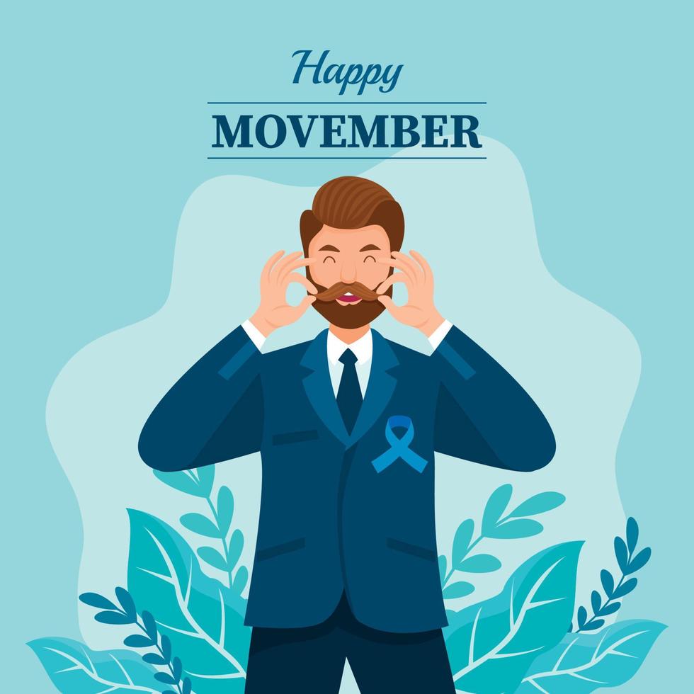 Lycklig Movember medvetenhet dag vektor