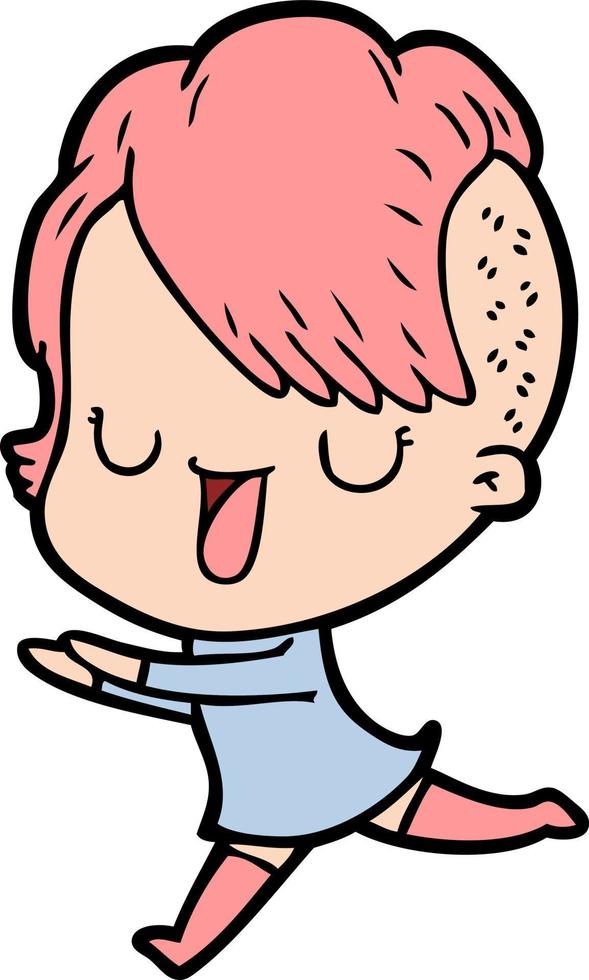 süßes Cartoon-Mädchen mit Hipster-Haarschnitt vektor