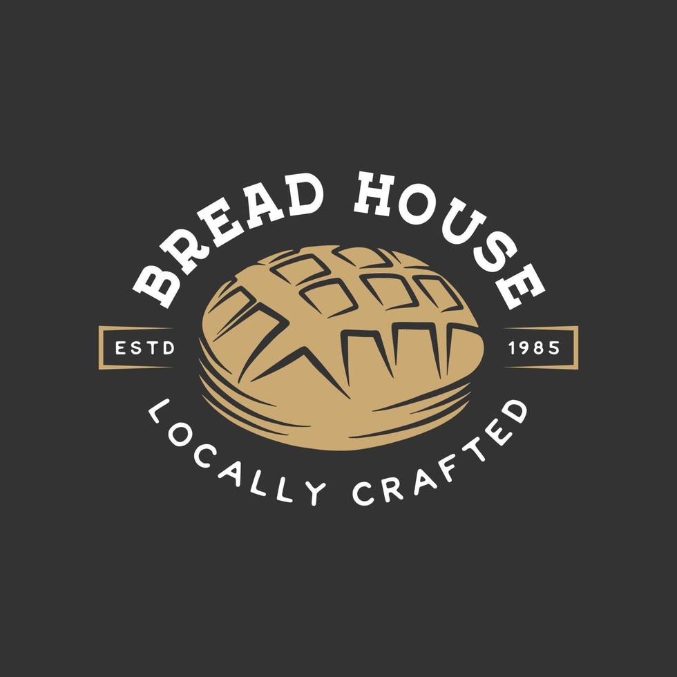årgång stil bageri affär märka, bricka, emblem, logotyp. svartvit vektor grafisk konst med graverat design element av bröd. samling av linjär grafisk på svart bakgrund.