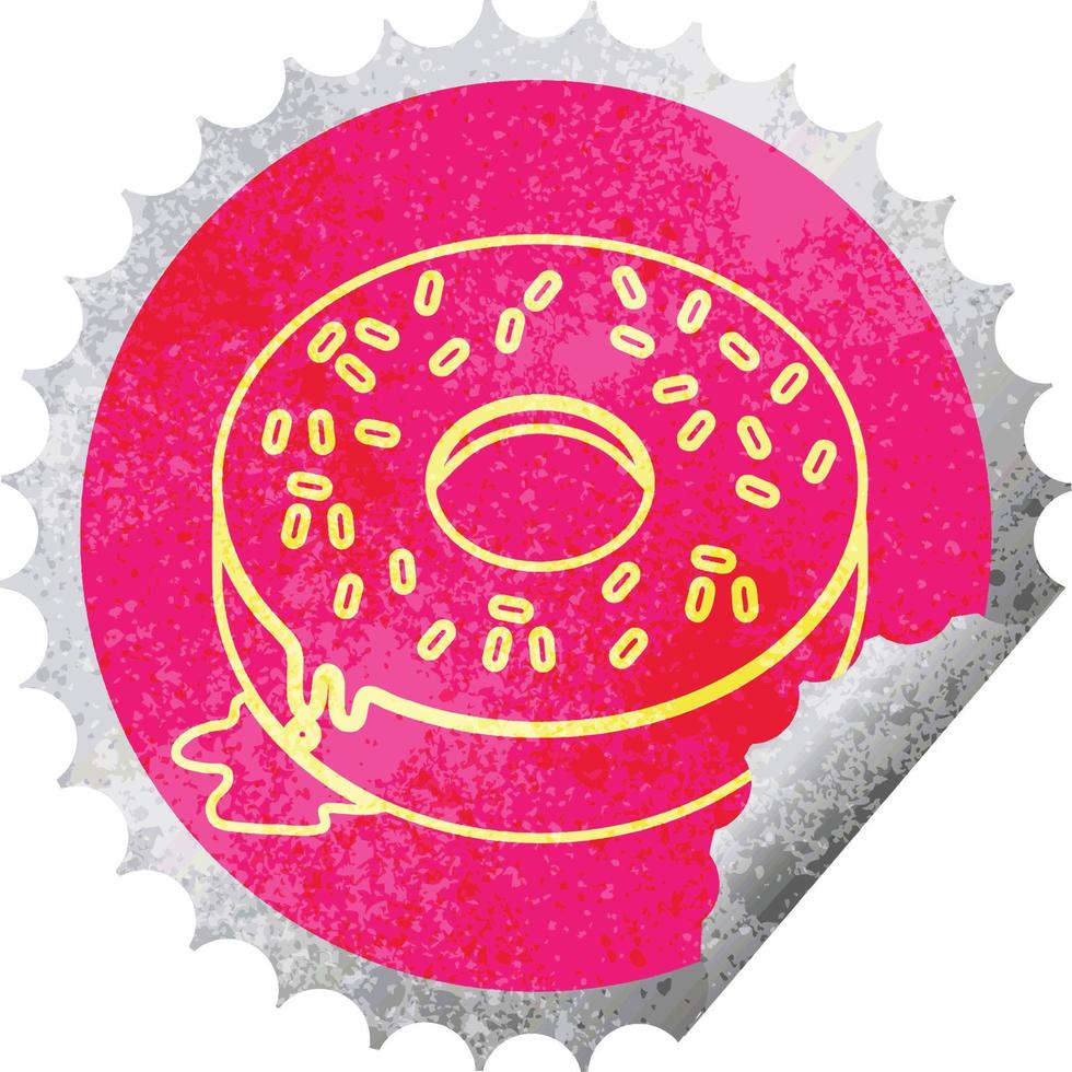 illustration av en gott iced munk cirkulär peeling klistermärke vektor