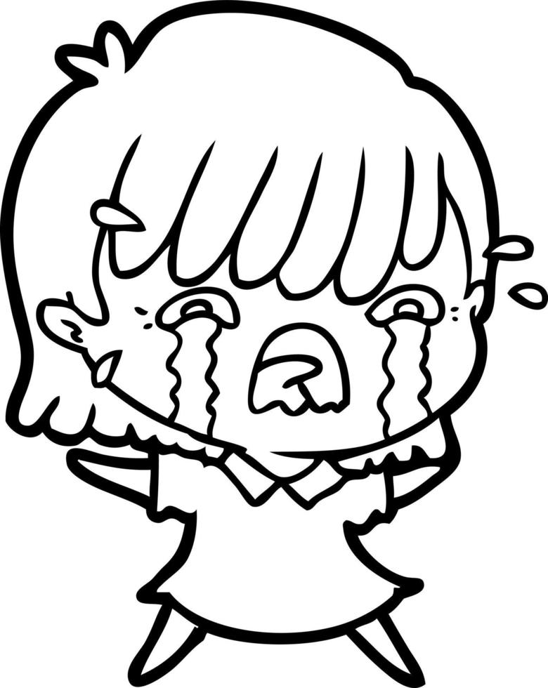 tecknad serie flicka gråt vektor