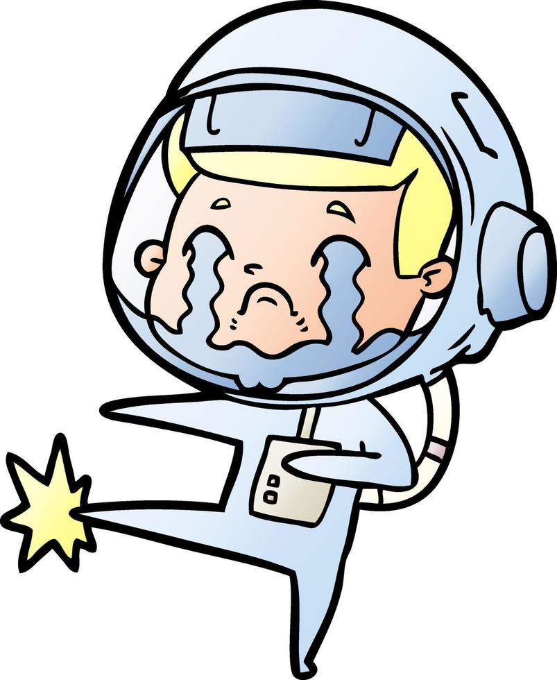 Cartoon weinender Astronaut vektor